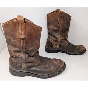 RED WING 1105 PECOS Boots DISTRESSED Brown Leather Men's Size 8 D USA Made VTG